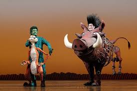 Meerkat Timon and Warthog Pumbaa in the Lion King Broadway musical
