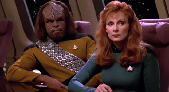 klingon worf and dr crusher from star trek