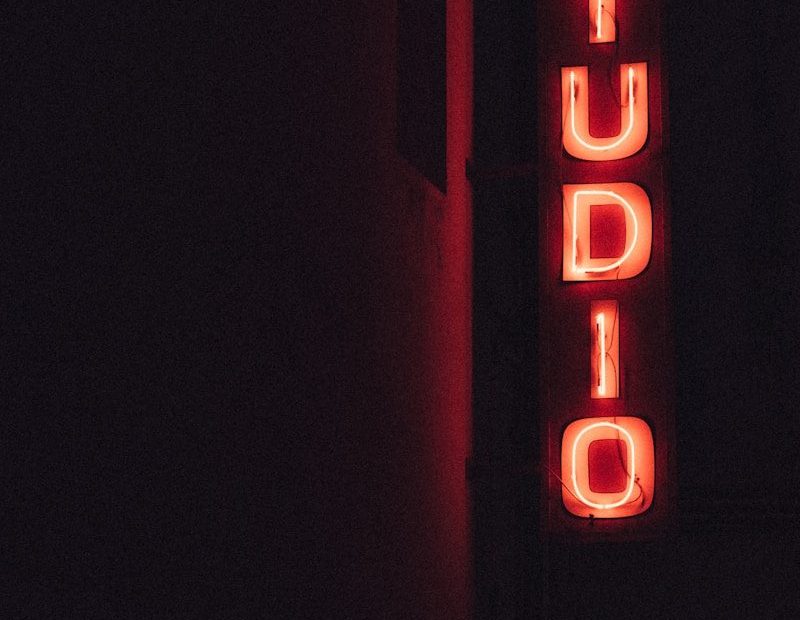 lighted red Studio signage